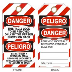 DANGER THIS TAG & LOCK TO BE REMOVED ONLY BY THE PERSON TAG, 6.125X3, Laminated Tag Board, 10/PK