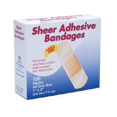Adhesive Strip Bandages, 1x3", Sheer, Sterile 