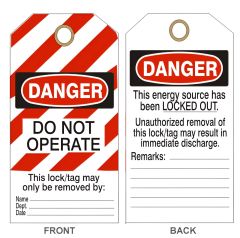 DANGER DO NOT OPERATE DATE TAGS, 6.125X3, Tagboard, 25/PK