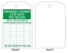 EMERGENCY SHOWER & EYE WASH TAGS, 6.125X3, Rigid Vinyl, 25/PK