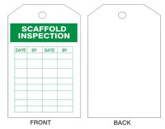 SCAFFOLD INSPECTION TAG, 6.125X3, Tagboard, 25/PK