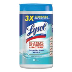 Lysol Disinfecting Wipes, Ocean Fresh, 80/can, 6 cans/case