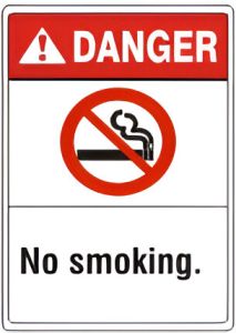 NO SMOKING CIRCLE OUTSIDE SMOKING CIGARETTE PICTO - DANGER SIGN, 14X10, Plastic (.040)