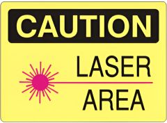 LASER AREA WITH LASER PICTO - CAUTION SIGN, 7X10, Plastic (.040)
