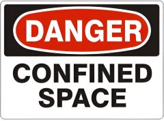 CONFINED SPACE - DANGER SIGN, 3X5, Adhesive Vinyl
