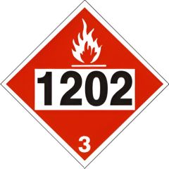1202 GAS, OIL, DIESEL FUEL, HEATING OIL - CLASS 3 PLACARD, 10.75, Adhesive Vinyl