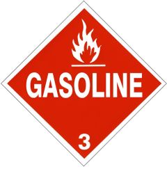 GASOLINE WITH FLAME PICTO - CLASS 3 PLACARD, 10.75, Adhesive Vinyl