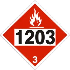 1203 GASOLINE, GASOHOL, PETROL - CLASS 3 PLACARD, 10.75, Adhesive Vinyl