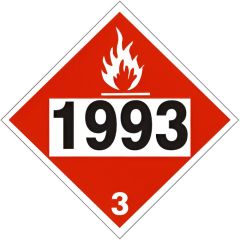 1993 FLAMMABLE LIQUID, COMBUSTIBLE LIQUID - CLASS 3 PLACARD, 10.75, Rigid Vinyl