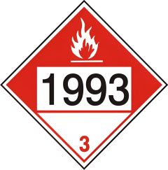 1993 COMBUSTIBLE LIQUID WITH WHITE TRIANGLE - CLASS 3 PLACARD, 10.75, Adhesive Vinyl