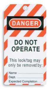 Lockout Tags, 3" x 5 3/4" Styrene tags