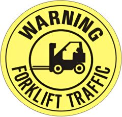 WARNING FORKLIFT TRAFFIC WITH FORKLIFT PICTO FLOOR DECAL, 17x17, Anti-Slip