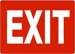 EXIT SIGN- WHITE ON RED, 7X10, Adhesive Vinyl