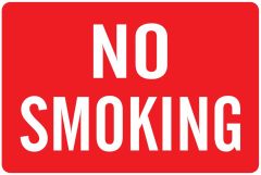 NO SMOKING WHITE ON RED, 7X10, Aluminum (.040)