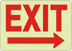 EXIT RIGHT ARROW GLOW, 10X14, Plastic Glow