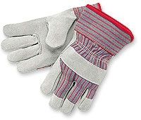 Leather Gloves, 2.5" Rubberized Safety Cuff, Large