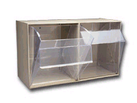 Clear Tip Out Bins, 2 Compartments, Gray