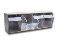 Clear Tip Out Bins, 4 Compartments, White