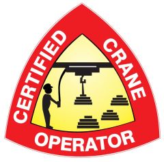 CERTIFIED CRANE OPERATOR WITH  CRANE PICTO - HELMET / HARD HAT MARKERS, 2x2, Adhesive Vinyl, 25PK