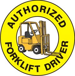 AUTHORIZED FORKLIFT DRIVER PICTO - HELMET / HARD HAT MARKERS, 2x2, Adhesive Vinyl, 25/PK