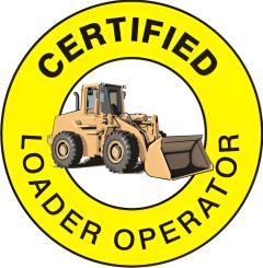 CERTIFIED LOADER OPERATOR PICTO - HELMET / HARD HAT MARKERS, 2x2, Adhesive Vinyl, 25/PK