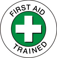 FIRST AID TRAINED PICTO - HELMET / HARD HAT MARKERS, 2x2, Adhesive Vinyl, 25/PK
