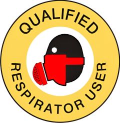 QUALIFIED RESPIRATOR USER PICTO - HELMET / HARD HAT MARKERS, 2x2, Adhesive Vinyl, 25/PK