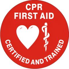 CPR FIRST AID CERTIFIED AND TRAINED PICTO  - HELMET / HARD HAT MARKERS, 2x2, Reflective Adhesive Vinyl, 25/PK