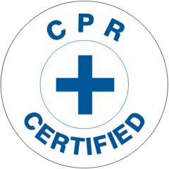 CPR CERTIFIED  WITH CROSS & BORDER - HELMET / HARD HAT MARKERS, 2x2, Adhesive Vinyl, 25/PK
