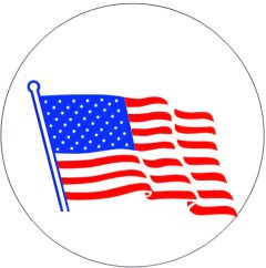AMERICAN FLAG ON POLE  - HELMET / HARD HAT MARKERS, 2x2, Adhesive Vinyl, 25/PK