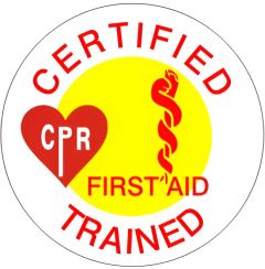 CERTIFIED CPR PICTO FIRST AID PICTO TRAINED - HELMET / HARD HAT MARKERS, 2x2, Adhesive Vinyl, 25PK
