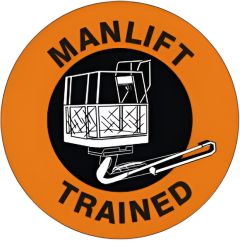 MANLIFT TRAINED WITH PICTO - HELMET / HARD HAT MARKERS, 2x2, Adhesive Vinyl,25/PK