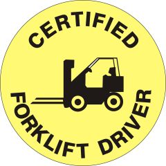 CERTIFIED FORKLIFT DRIVER WITH FORKLIFT PICTO - HELMET / HARD HAT MARKERS, 2x2, Adhesive Vinyl, 25/PK