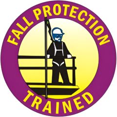 FALL PROTECTION TRAINED PICTO - HELMET / HARD HAT MARKERS, 2x2, Adhesive Vinyl, 25/PK