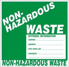NON-HAZARDOUS WASTE OPTIONAL INFORMATION  SHIPPER ADDRESS CITY, 6X6, Adhesive Vinyl, 10/PK
