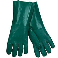 Green Double Dipped PVC Glove, Jersey Liner, 14"