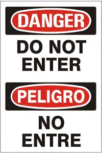 DO NOT ENTER PELIGRO NO ENTRE - DANGER SIGN, 14X10, Plastic (.040)