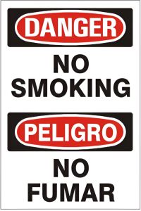 NO SMOKING PELIGRO NO FUMAR - DANGER SIGN, 14X10, Plastic (.040)