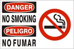 NO SMOKING PELIGRO NO FUMAR WITH  SMOKING PICTO - DANGER SIGN, 10X14, Aluminum (.040)