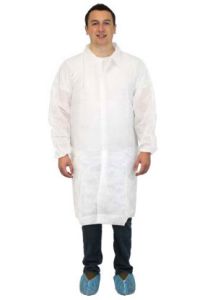 PolyPro Labcoats, No Pocket, White, Large, 30/cs