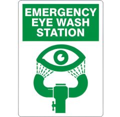 EMERGENCY EYE WASH STATION WITH FOUNTAIN PICTO, 10X7, Plastic (.040)