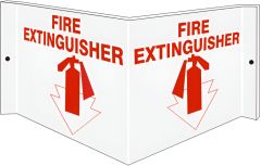 FIRE EXTINGUISHER WITH ARROW POINTING DOWN - PROJECTING WALL SIGN, 6X12, Acrylic