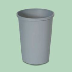 Untouchable Round Wastebasket, Gray, 6/Ctn