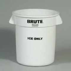 10 Gal Brute "Ice Only" Container, White, 6/Ctn