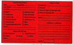 5S Red Tag Labels, 3" x 5", 5/pk