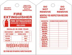 FIRE EXTINGUISHER TAGS, 6X3, Synthetic, 25/PK