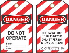 DANGER DO NOT OPERATE TAGS, 6.125X3, Laminated Tag Board, 10/PK