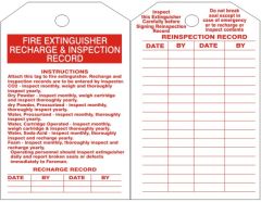 FIRE EXTINGUISHER RECHARGE AND INSPECTION TAGS, 6.125X3, Rigid Vinyl, 25/PK