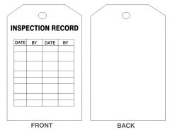 INSPECTION RECORD TAGS, 6.125X3, Laminated Tag Board, 10/PK