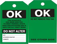 SCAFFOLD OK TAGS, 6.125X3, Tagboard, 25/PK
